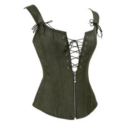 Malltop Corsets Olive Strappy Corset With Zip