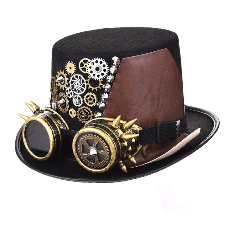 Malltop Steampunk Spikes & Cogs Goggles Hat (JJ) 4 Malltop Steampunk Spikes & Cogs Goggles Hat (JJ)