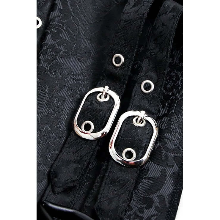 AnneCart Overbust Corsets Black Jacquard Pirate Steampunk Corset Vest