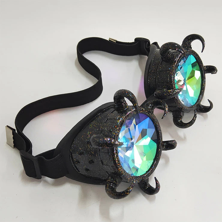Malltop Steampunk Black Kaleidoscope Goggles With Curved Spikes 5 Malltop Steampunk Black Kaleidoscope Goggles With Curved Spikes