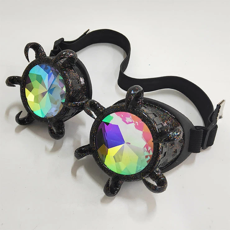 Malltop Steampunk Black Kaleidoscope Goggles With Curved Spikes 3 Malltop Steampunk Black Kaleidoscope Goggles With Curved Spikes