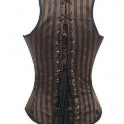 AnneCart Brown & Black Striped Corset Underbust Vest Corsets