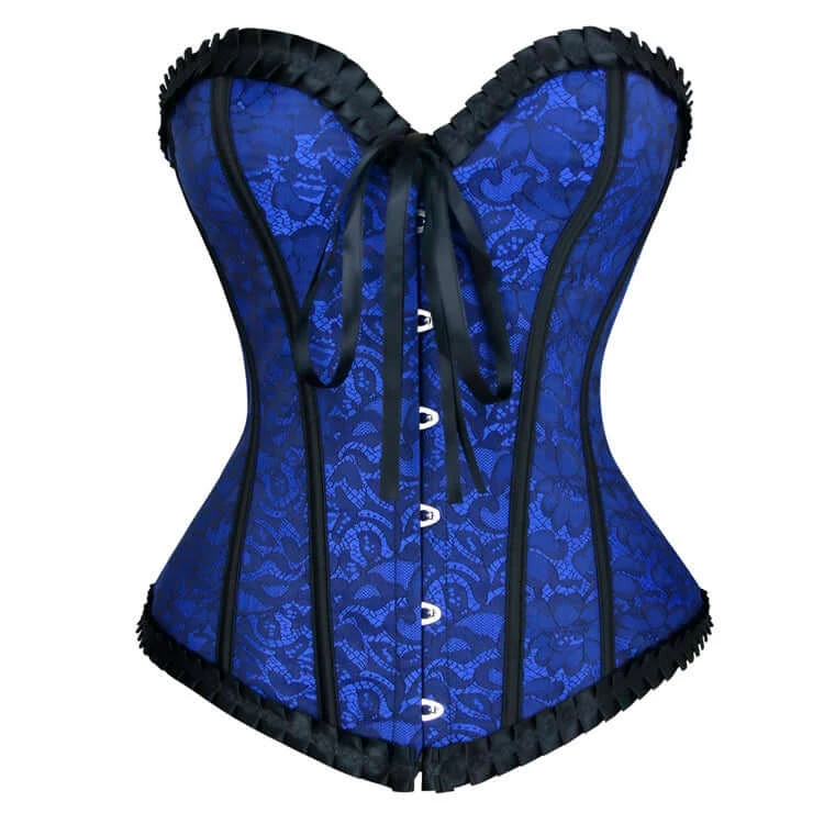 Malltop Corsets Blue Lace Overlay Overbust Corset 3 Malltop Corsets Blue Lace Overlay Overbust Corset