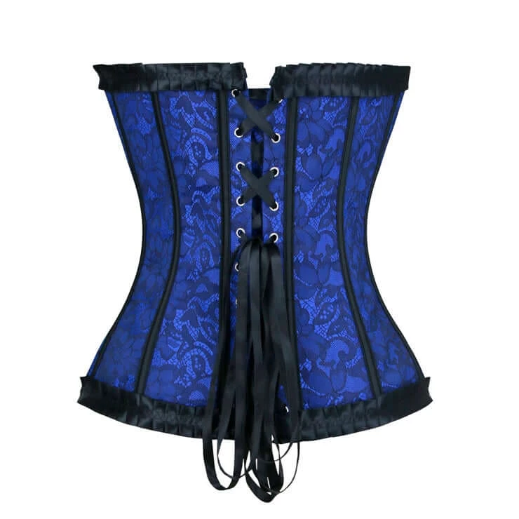 Malltop Corsets Blue Lace Overlay Overbust Corset 4 Malltop Corsets Blue Lace Overlay Overbust Corset