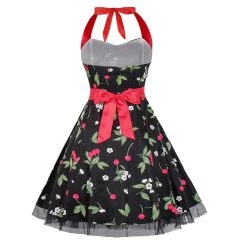Malltop Black Halterneck Cherry 50's Dress Dresses