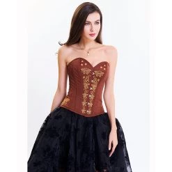 Malltop Brown Classic Floral Mustard Corset