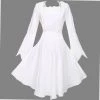 Malltop White Renaissance Bell Sleeve Dress