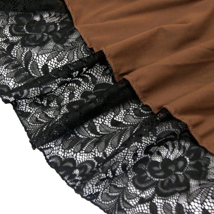 Malltop Brown & Black Lace Steampunk Skirt 8 Malltop Brown & Black Lace Steampunk Skirt