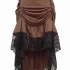 Malltop Brown & Black Lace Steampunk Skirt