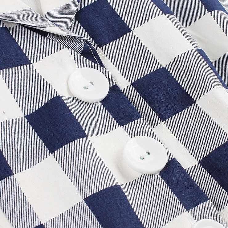 Malltop Blue And White Checked 50's Dress