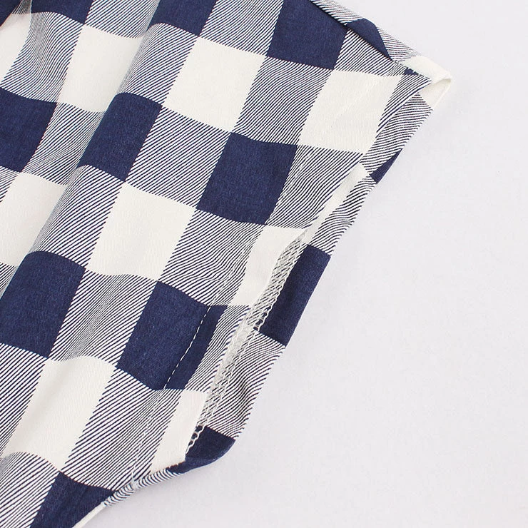 Malltop Blue And White Checked 50's Dress