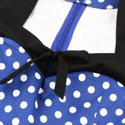 Malltop Plus Size Royal Blue Retro Polka Dot Dress