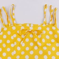 Malltop Yellow Summer Polka Dot Dress Plus Size