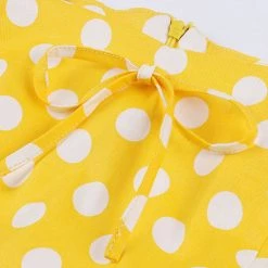 Malltop Yellow Summer Polka Dot Dress Plus Size