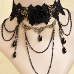 AnneCart Black Victorian Rose Choker (B)