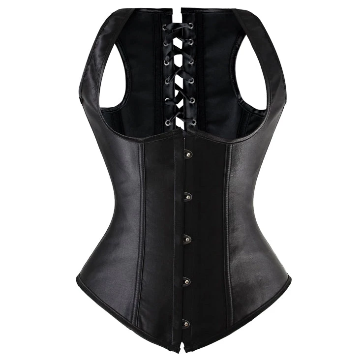 Malltop Black Satin Underbust Corset Vest 3 Malltop Black Satin Underbust Corset Vest
