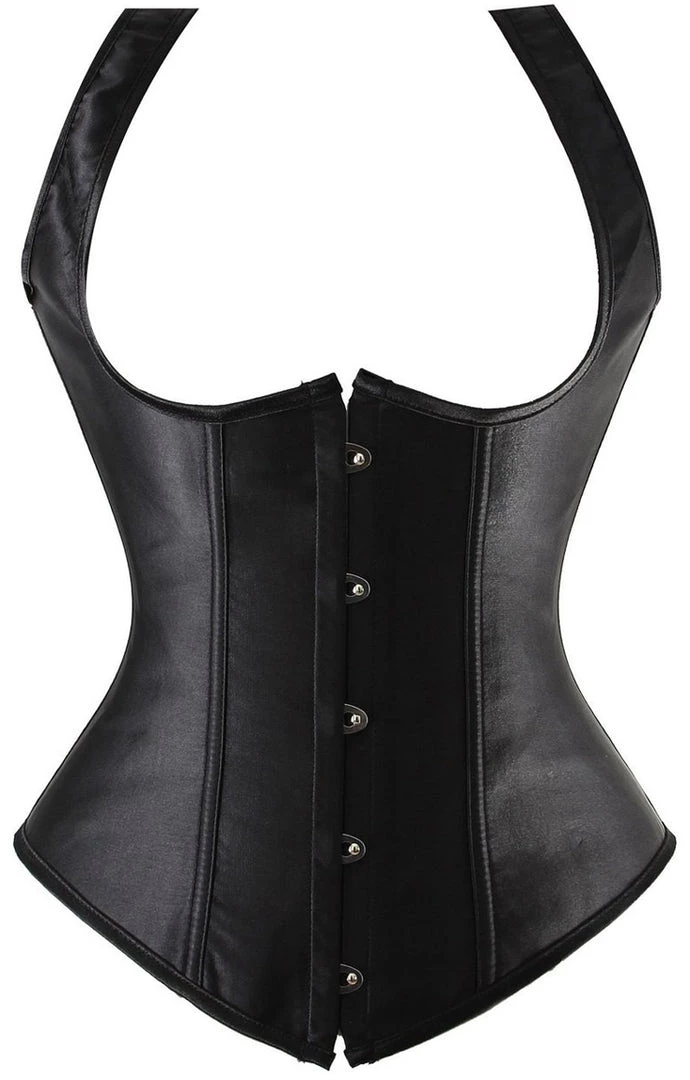 Malltop Black Satin Underbust Corset Vest 4 Malltop Black Satin Underbust Corset Vest