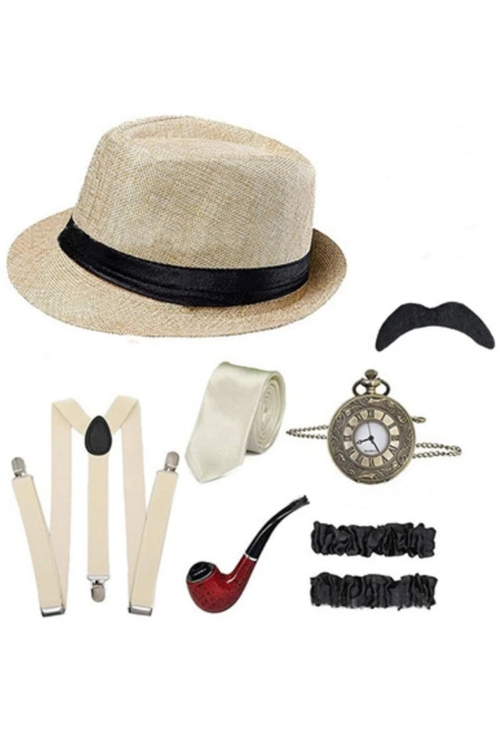 AnneCart Men’s Off-White Gatsby Accessory Kit 1920's Gatsby Accessories 3 AnneCart Men’s Off-White Gatsby Accessory Kit 1920's Gatsby Accessories