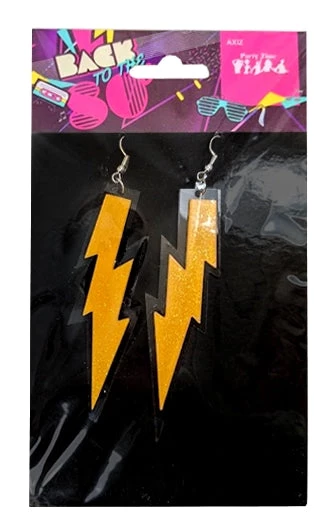 Trademart Orange Glitter Neon Lightning Bolt Earrings Jewellery 3 Trademart Orange Glitter Neon Lightning Bolt Earrings Jewellery