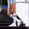 Hurly-Burly Under The Knee Red And Blue Striped Athletic Socks