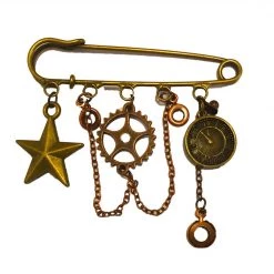 Hurly-Burly Steampunk Cogs And Aerial Pin