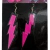Trademart Pink Glitter Neon Lightning Bolt Earrings Jewellery