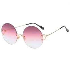 Lynn L Pink To Clear Ombre Round Glasses