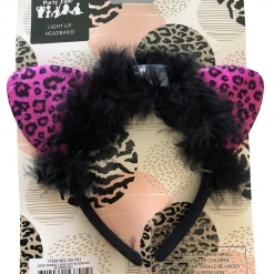 Trademart Light Up Pink Cheetah Ears Headband