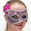 Interalia Pink And Silver Masquerade Mask Costume Accessories 1 Interalia Pink And Silver Masquerade Mask Costume Accessories