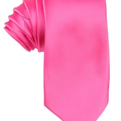 AnneCart Fuchsia Pink Satin Skinny Neck Tie
