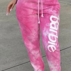 Global Lover Pink Tie-Dye Tracksuit Pants