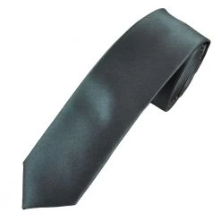 AnneCart Neck Ties Charcoal Grey Satin Skinny Neck Tie