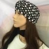 Jacky Wang Black Polka Dot Turban Hair Accessories