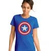Hurly-Burly (t) Tops & Tees Ladies Blue Captain America T-Shirt