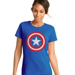 Hurly-Burly (t) Tops & Tees Ladies Blue Captain America T-Shirt