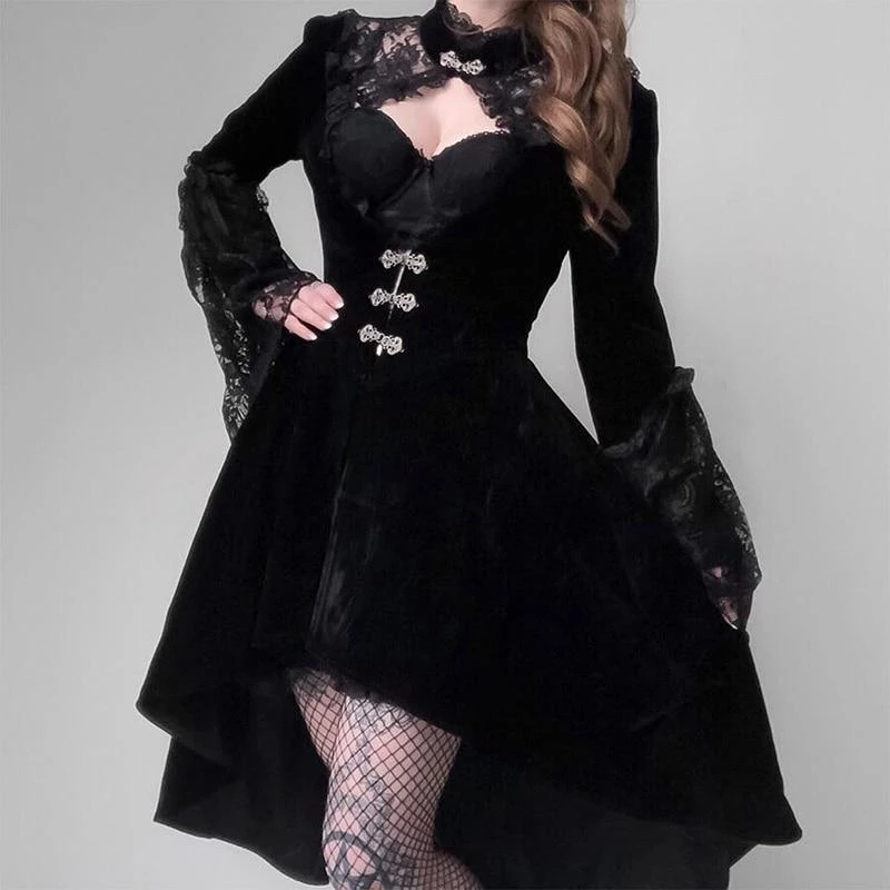 Instyles Black Gothic Lacey Dress Coat Women's 3 Instyles Black Gothic Lacey Dress Coat Women's