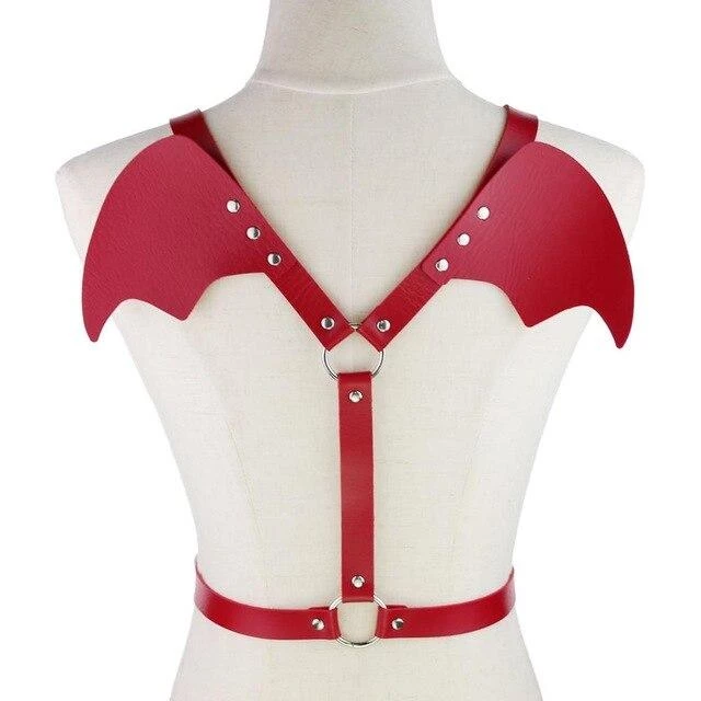 AnneCart Belts & Harnesses Red PU Leather Bat Wings Harness 3 AnneCart Belts & Harnesses Red PU Leather Bat Wings Harness