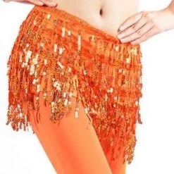 Best Dance Orange Sequin Wrap Around Skirt Festival Wear