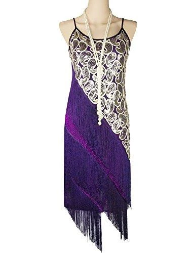 Hurly-Burly Purple Paisley And Diagonal Fringe 1920s Dress 3 Hurly-Burly Purple Paisley And Diagonal Fringe 1920s Dress