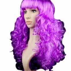 Malltop Wigs Curly Magenta Party Wig