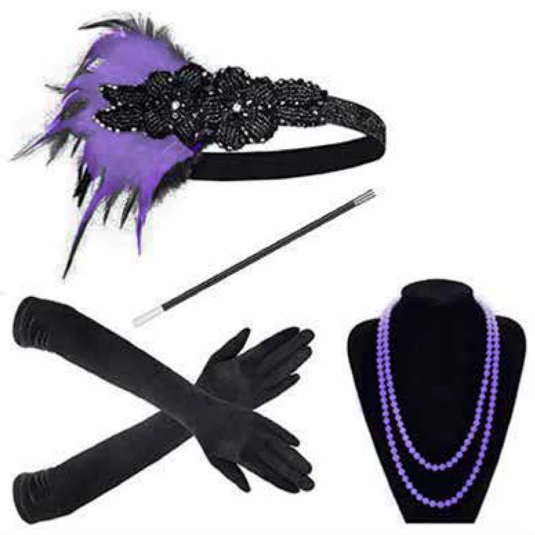 Craft 1920's Great Gatsby Purple 1920s Gatsby Flapper Set 3 Craft 1920's Great Gatsby Purple 1920s Gatsby Flapper Set