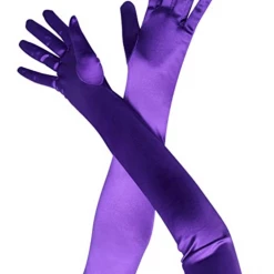 Jacky Wang Extra Long Purple Satin Gloves