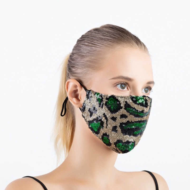 DHGate Sequin Gold And Green Leopard Face Mask Face Masks 3 DHGate Sequin Gold And Green Leopard Face Mask Face Masks