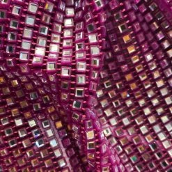 Global Lover Festival Pink Rhinestone Mesh Top