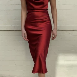 Alibaba Deep Red Midi Slip Dress