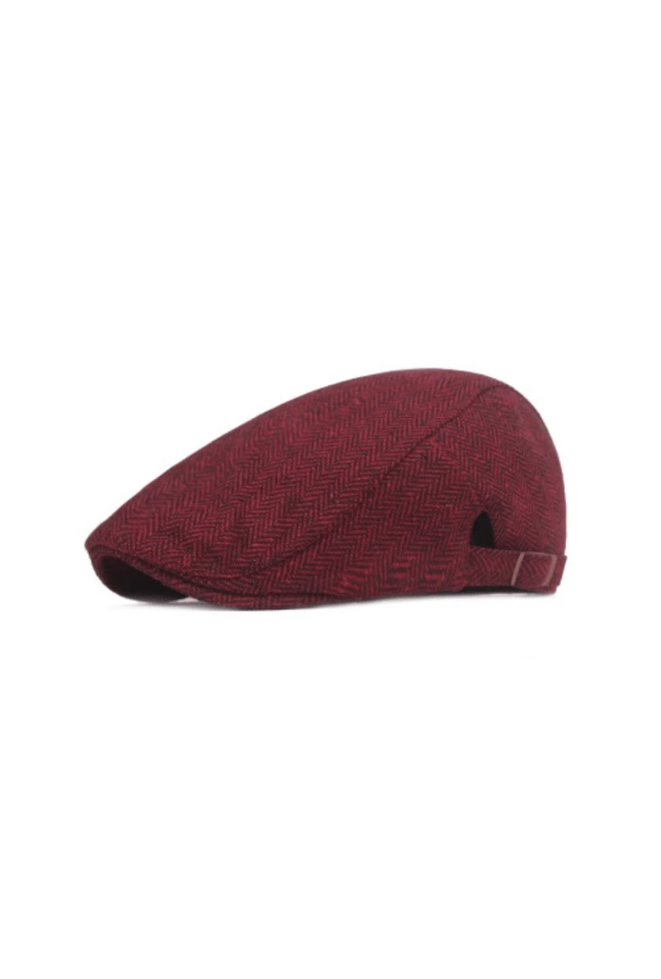 Annecart Burgundy Herringbone Flat Cap Hats & Headwear 3 Annecart Burgundy Herringbone Flat Cap Hats & Headwear