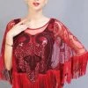 Best Dance Fancy Flapper Bright Red Shawl Cape Outerwear