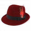 DHGate Red Trilby Hat With Feather Celebrations