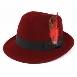 DHGate Red Trilby Hat With Feather Celebrations