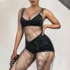 Moo Moo Black Rhinestone Fishnet Dress Festival Wear